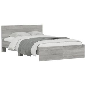 vidaXL estructura de cama con cabecero gris sonoma 135x190 cm