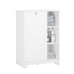 Armario de baño con 1 cesto y 3 estantes bzr105-w sobuy