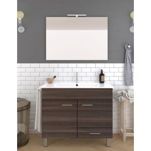Mueble de baño samos, lavabo y espejo 120x45cm fresno tea