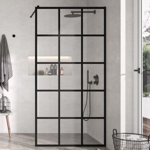 Panel fijo de ducha fresh industrial negro mate - 79.5/80.5 cm
