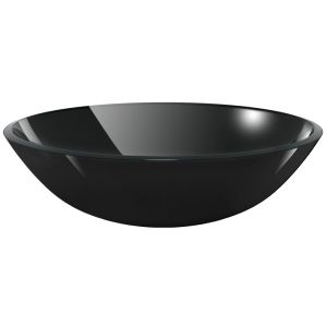 vidaXL lavabo de vidrio templado negro 42 cm