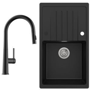 Fregadero de granito 78x45cm con escurridor+grifo monomando de cocina