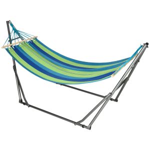 Hamaca 270x100x94 cm acero, algodón color verde Outsunny