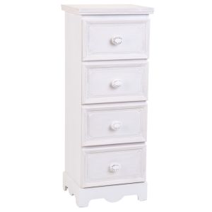 Cajonera de madera 4 cajones blanco 31x26x80h cm