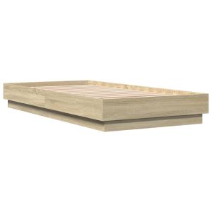 vidaXL estructura de cama con luces LED roble sonoma 90x190 cm