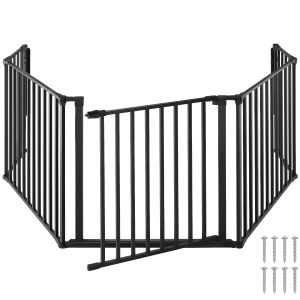 Tectake 5pzas, barrera seguridad, acero, cierre, soporte, pared, negro
