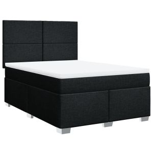 vidaXL cama box spring con colchón tela negro 140x190 cm