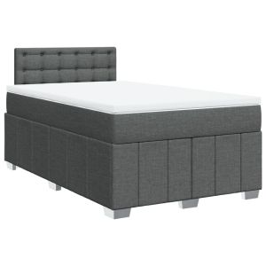vidaXL cama box spring con colchón tela gris oscuro 120x200 cm