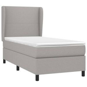vidaXL cama box spring con colchón tela gris claro 90x190 cm