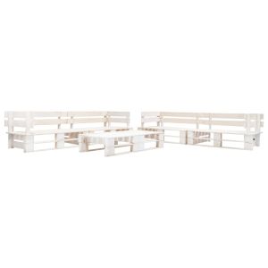 vidaXL set de muebles de jardín de palets 6 piezas madera blanco