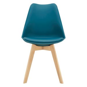 Juego de 4 sillas de comedor fläten  82x49x54cm polipiel turquesa [en.casa]