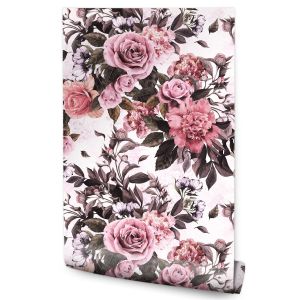 Papel Pintado Rosas Peonías Flores Para El Dormitorio No Tejido 53cm x 10m
