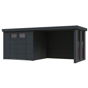 CASETA METALICA JARDIN NOVO HABITAT NH6 CON TERRAZA Y VENTANAS ANTRACITA