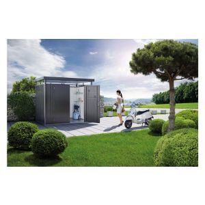 CASETA METALICA BIOHORT JARDIN HIGHLINE H6 COLOR GRIS OSCURO DOBLE PUERTA