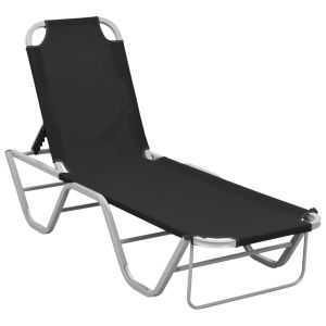 vidaXL tumbona de aluminio y textilene negro