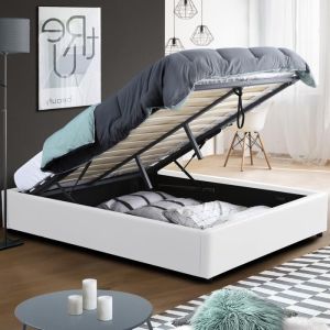 Cama con arcón doble - blanco - 140 x 190 cm