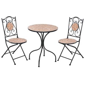 Conjunto de balcón plegable adrano metal efecto terrazo negro