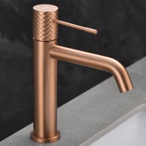 Imex - grifo monomando lavabo caño bajo oro rosa serie génova
