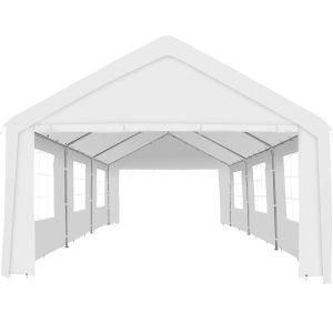 Tectake pabellón de acero impermeable, protección uv 50+, blanco 6 x 4 m