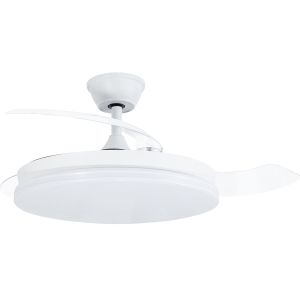 Ventilador de techo con luz velvet blanco, 3 aspas retráctiles