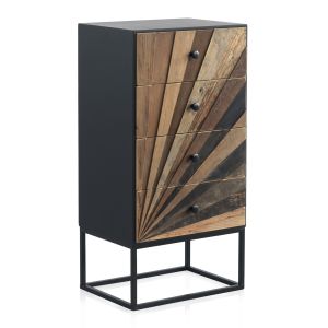 Cómoda de madera 4 cajones con base de metal, 48x35x95cm