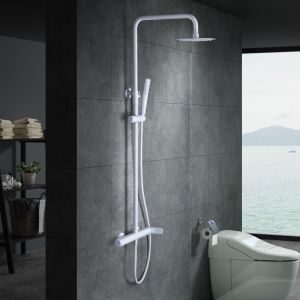 Imex - columna ducha monomando con grifo blanco serie dinamarca