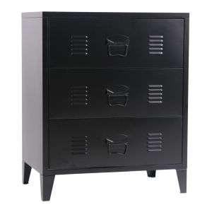 Cajonera hämeenlinna de 3 cajones acero 72 x 60 x 40 cm - negro [en.casa]