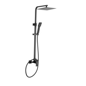 Valaz barra de ducha cuadrada ajustable hasta 120cm negro mate - 25cm