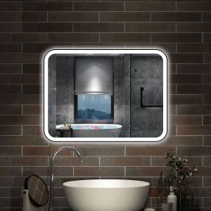 Aica espejo con luz 80x60cm,rectangular,antivaho y 3 colores ajustable