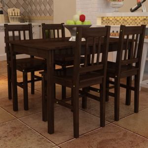 Mesa de comedor y 4 sillas madera marrón oif579221