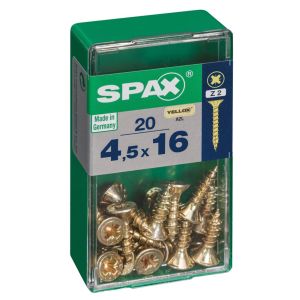 Caja 20 unid. Tornillo madera cabeza plana yellox 4,5x16mm