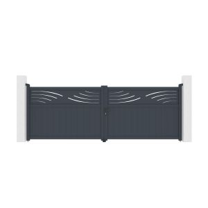 Puerta automática batiente 4m halti a.140cm gris + motor tanker b700