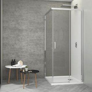 Mampara frontal + puerta corredera 110  cm  johnson transparente 70 cm