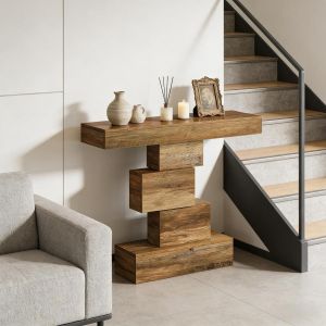 Mesa consola para recibidor madera marron claro 80x108x30cm