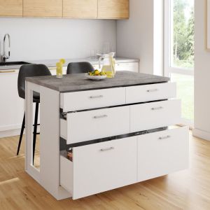 Isla central blanca orso - 6 cajones - 120 cm