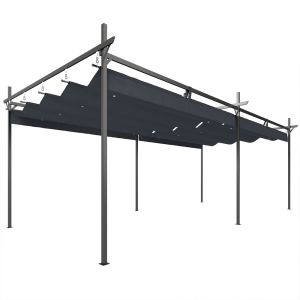 Pérgola de jardín 588x297x230 cm metal, poliéster color gris Outsunny