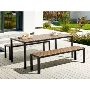 Conjunto de comedor exterior con bancos 6 plazas nardo marrón/negro