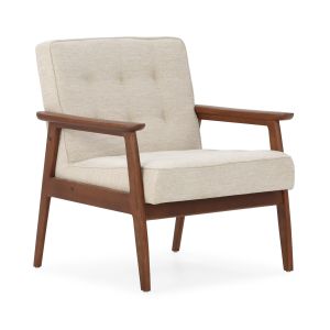 Sillon 57,5x58,8x81,8 madera haya color nogal, tela beige san remo