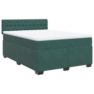 vidaXL cama box spring con colchón terciopelo verde oscuro 160x200 cm