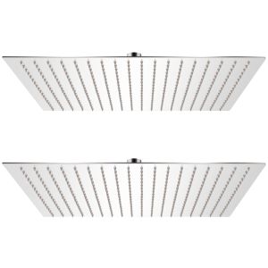 vidaXL cabezal de ducha efecto lluvia 2 uds acero inoxidable 50x50 cm