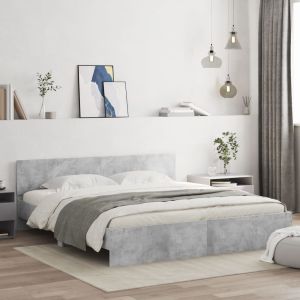 Cama con cabecero gris hormigón 180x200 cm