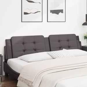 Cabecero de cama acolchado cuero sintético gris 200 cm eso9685