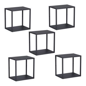 Juego de 5 estantes de pared de acero negro