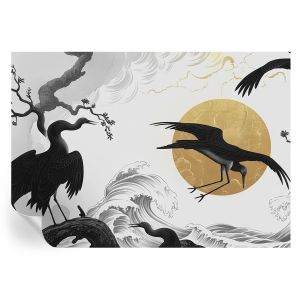 Murales autoadhesivos grullas negras 208x146 tulup