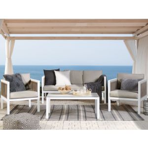 Conjunto de jardín con mesa 5 plazas borello metal blanco