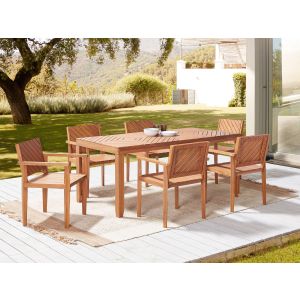 Conjunto de comedor exterior 6 plazas baratti madera de acacia marrón