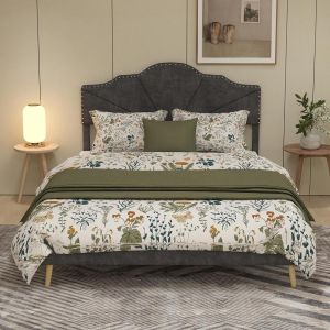 Cama 160x200cm con almacenaje y cabecero, base baja gris
