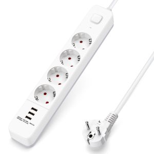 Aigostar regleta alargador 4 enchufes, cable 5m, interruptor 3 usb