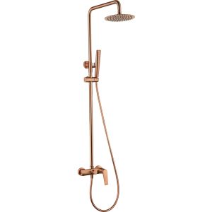 Columna de ducha monomando extensible, griferia baño oro rosa cepillado