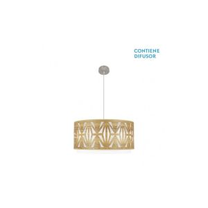 CoLGante katerina 3xE27 niquel/madera clara regx60x60 cm